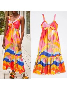 Farm Rio Tropical Sunset Maxi Dress Size XS
